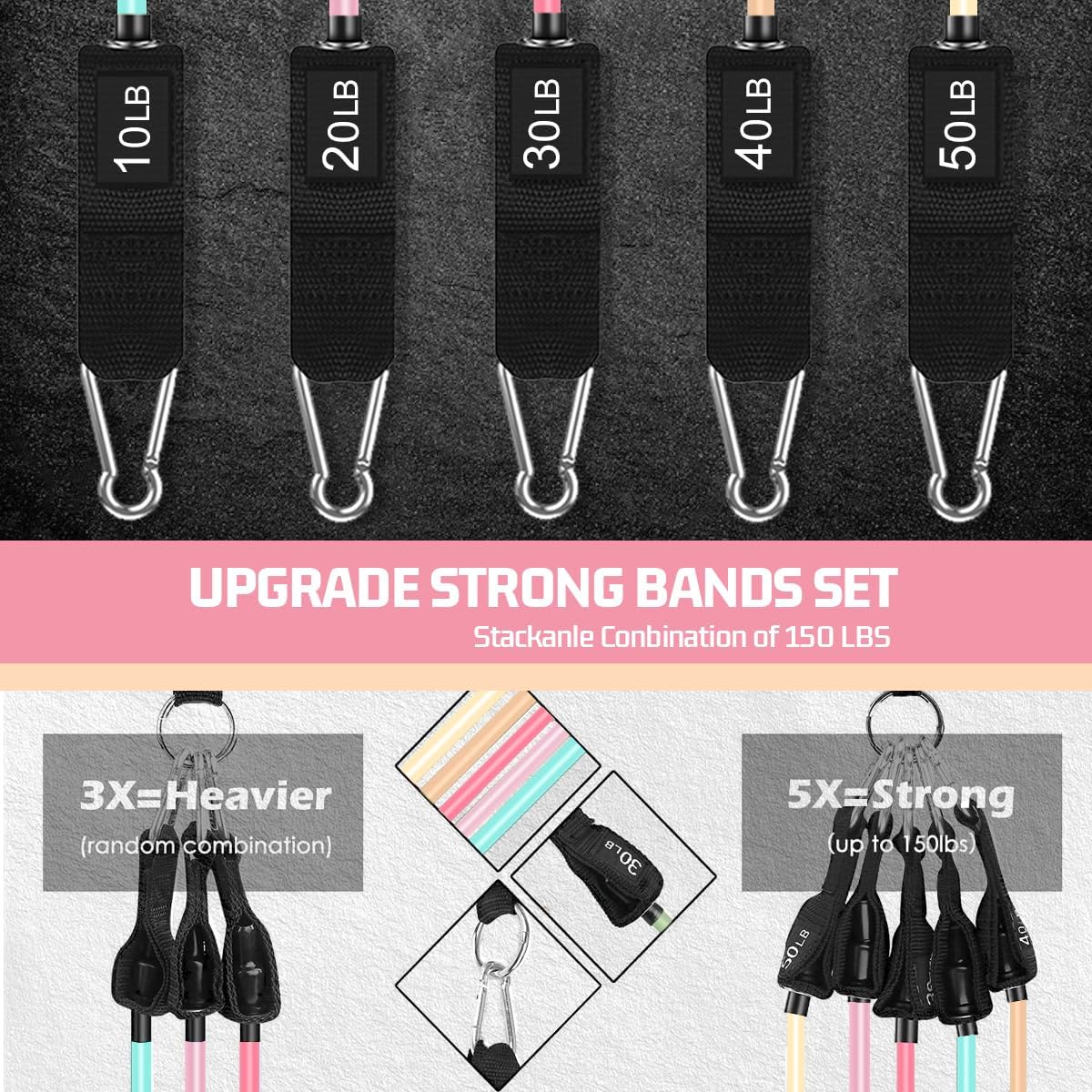 VElCK Resistance Bands Set with Handles for Exercise, Workout and Home Gym | 100% Natural Latex, 10-150LBS, Versatile for Yoga, Pilates, Strength, Home Gym