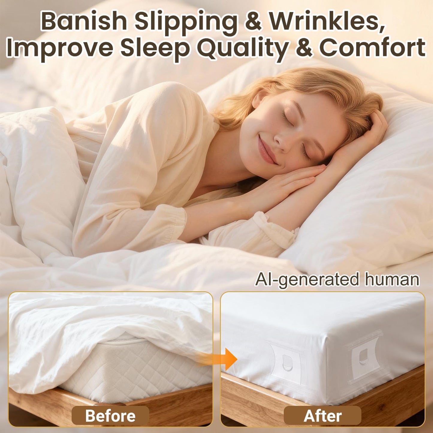 INSMART Sheet Holders - Bed Sheet Holder for Corners&Sides, Strong Elastic Sheet Straps/Grippers. Keep Sheets Firm&Tightt, No More Loose Sheets, Universal Fit and Easy Installation