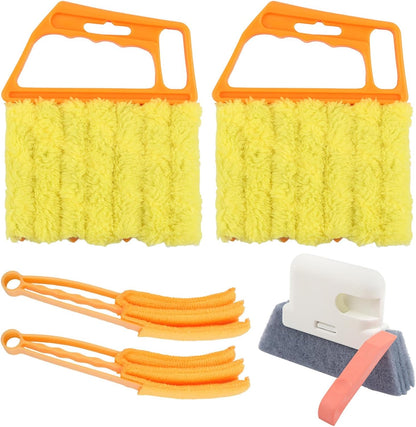 5Pcs Window Blind Cleaning Set, Washable 7 Fingers Duster Brush | Dusting Cleaner Tool, Blinds Air Conditioner Keyboard Fan Duster Dirt Housekeeping Tool