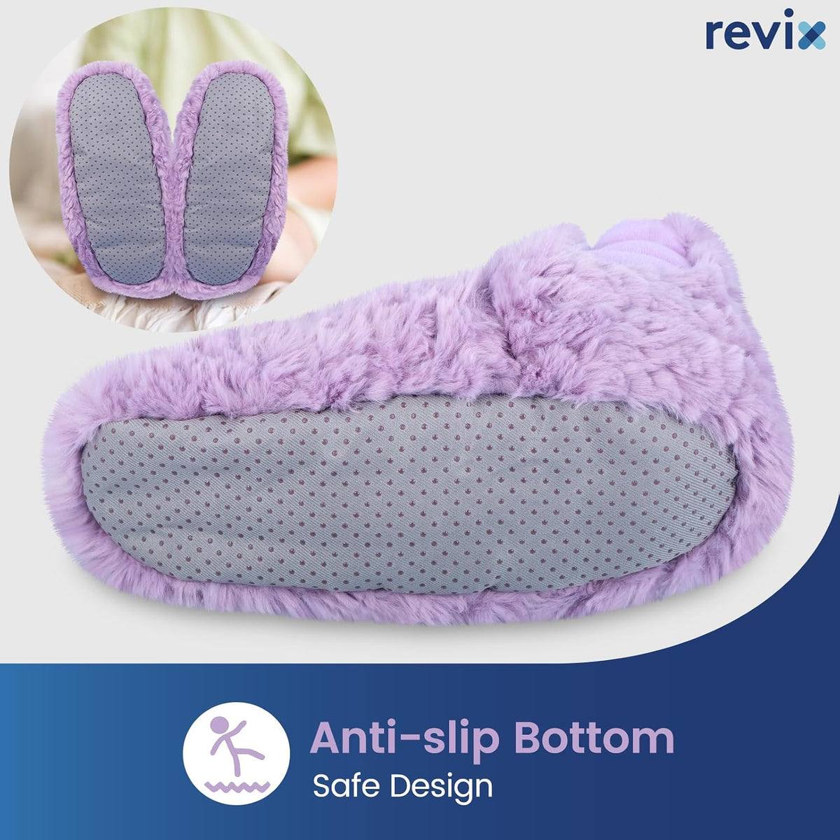 REVIX Microwavable Foot Warmers, Heated Booties for Cold Feet, Purple L