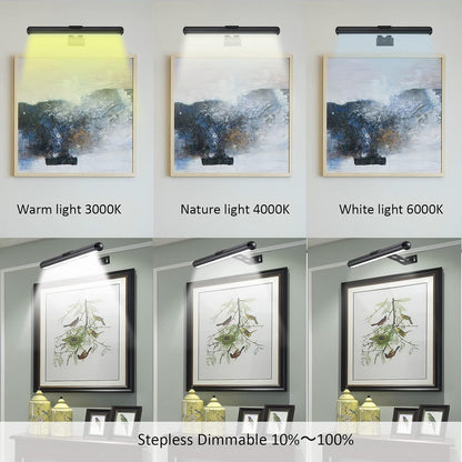 MIOBLUE Rechargeable Picture Lights with Remote,Full Metal Painting Light Display LED Battery Lamp with 3 Lighting Modes, Dimmable Dartboard Light with Timer for Frame Portrait Art