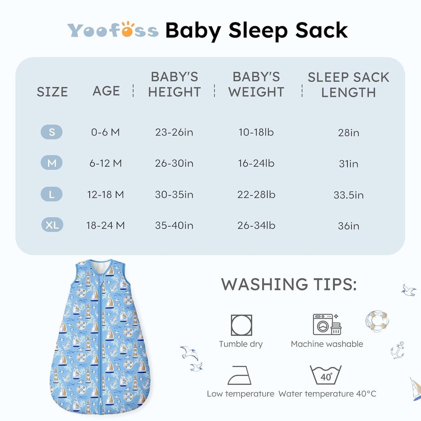 Yoofoss Baby Sleep Sack 0-6 Months Wearable Blanket for Babies 100% Organic Cotton 2-Way Zipper TOG 0.5 Toddler Sleeping Sack 3 Pack, Sleep Sacks