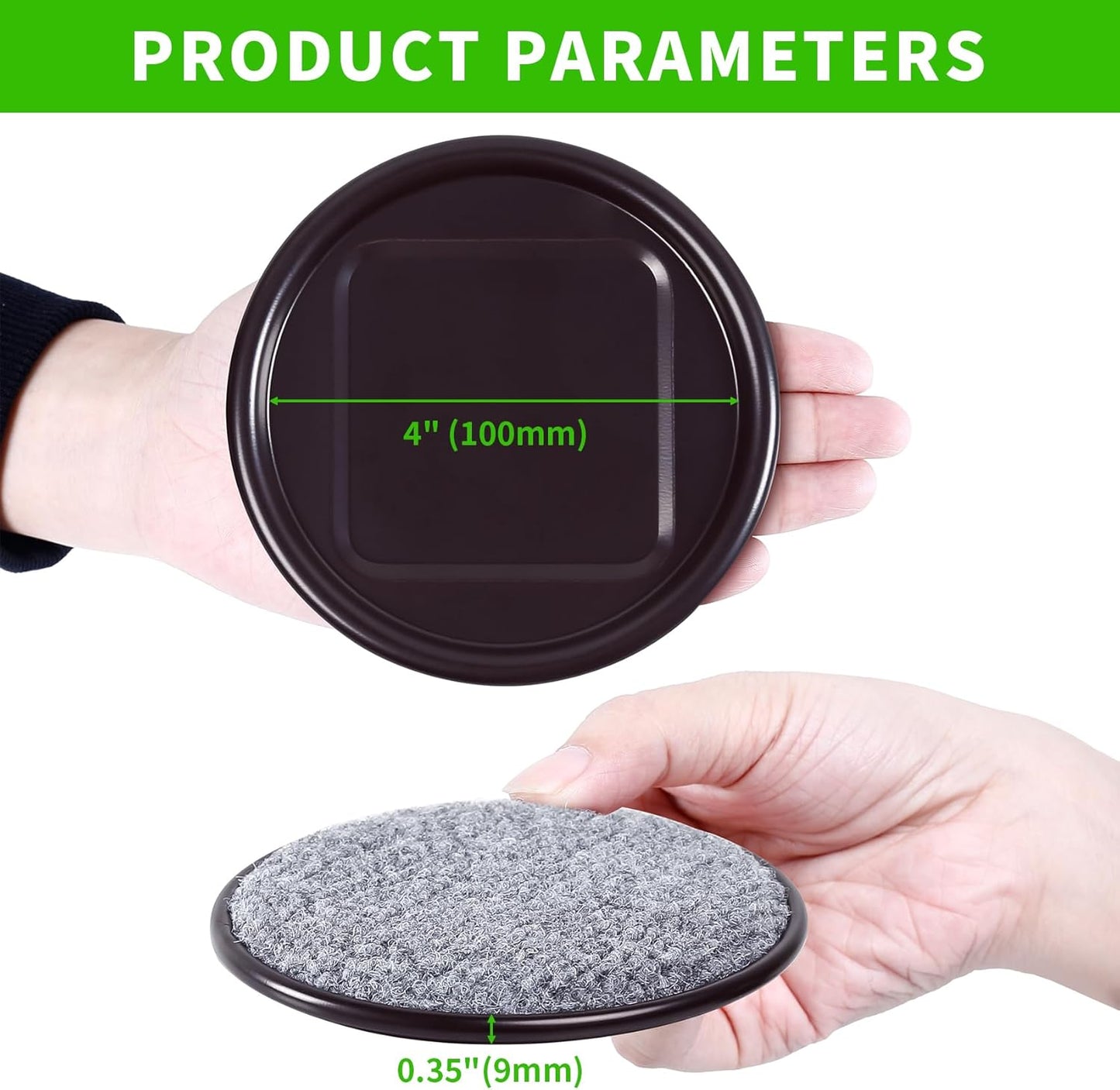 1 5/8" Round Carpet Bottom Furniture Caster Cups Furniture Coasters 24 Pack | Reusable Furniture Pads for Hardwood Floors, Carpet Sliders Floors Protectors to Tile or Laminate from Scratches, Brown/Gray