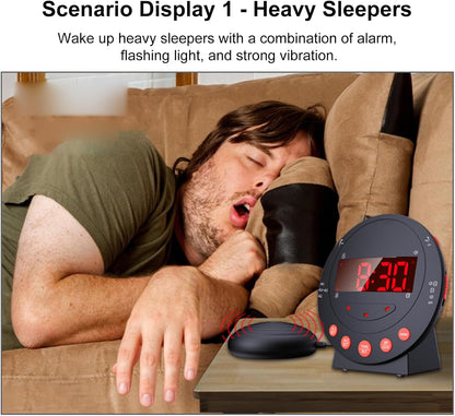 TARSHYRY Vibrating Alarm Clock with Bed Shaker LED Display Loud Volume Adjustable Brightness for Heavy Sleepers Deaf Hard of Hearing