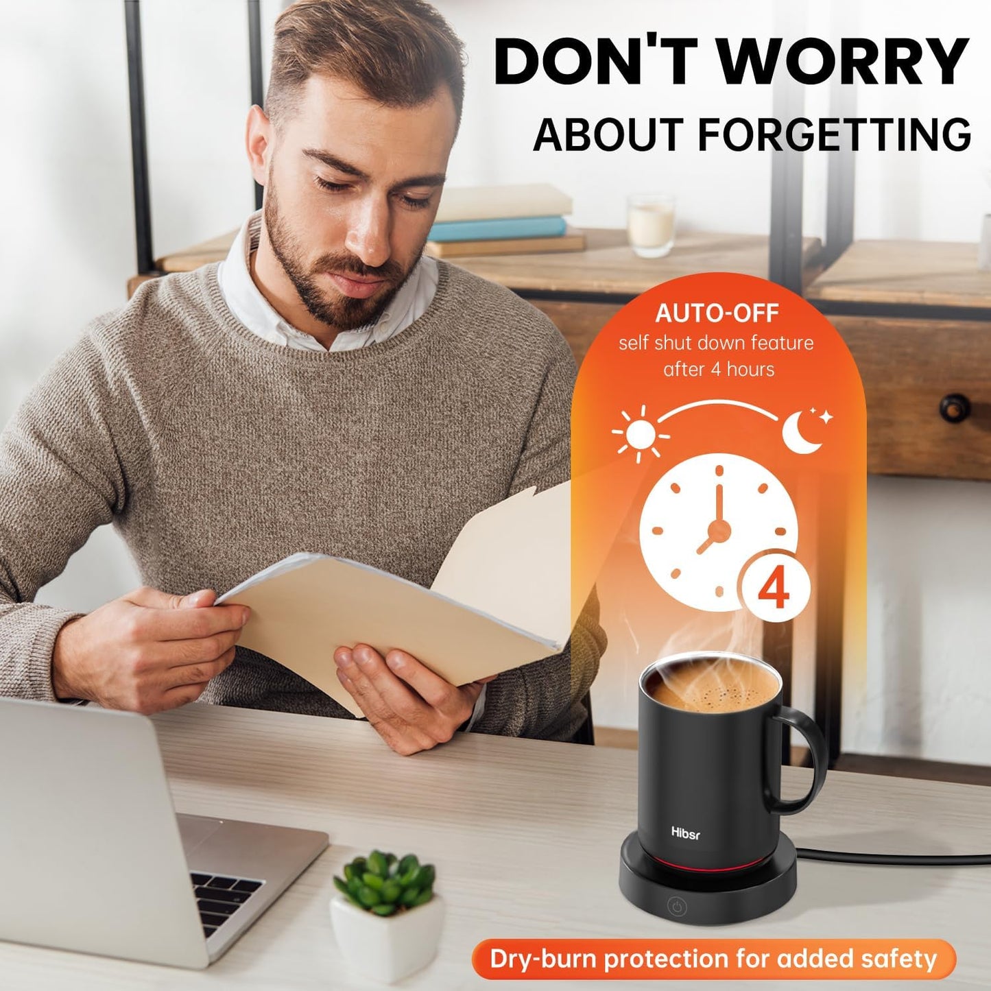 Coffee Mug Warmer Set: Smart Electric Warmer with Auto Shut-Off & Faster Direct-Contact Heating Up to 149°F - Gifts for Men Women