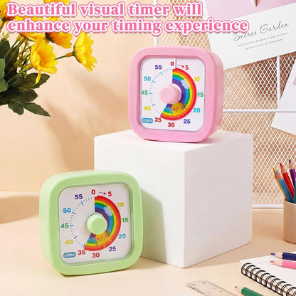 AmazingSpark 2 Pack Visual Timer 60 Minute Countdown Timer Colored Countdown Clock for Homeschool Supplies Study Tool, Classroom Home Office Time Management Tool (Classic,Blue,Green)