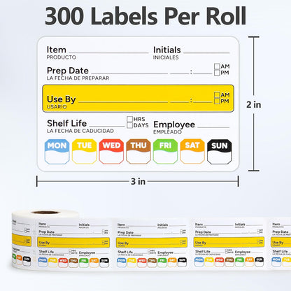 Restaurant Quality Shelf Life Food Rotation Labels Vinyl, 2” x 3” Self-Adhesive Removable Freezer Food Labels Stickers, Perfect for Reusable Containers, Food Date Sticker (Large, Count, 2)