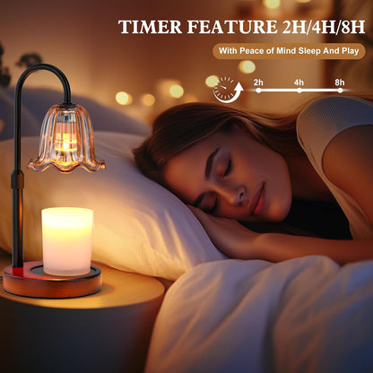 Candle Warmer Lamp Electric Timer: Dimmable Candles Warming Lamps - Height Adjustable Burner Jar - No Flame Scented Melts Wax - All Candle Jars Home Decor Table Light