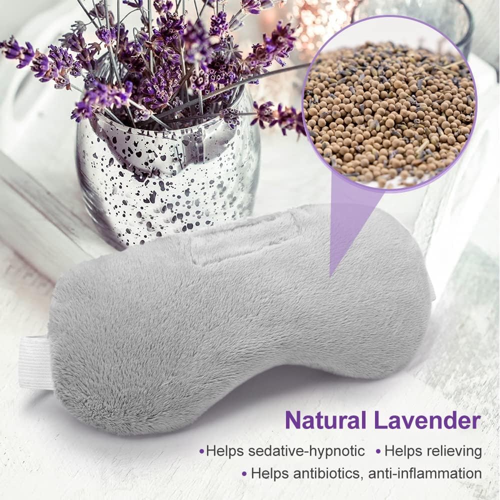 Umisleep Lavender Eye Mask, Weighted Heated Sleep Mask for Men Women, Grey