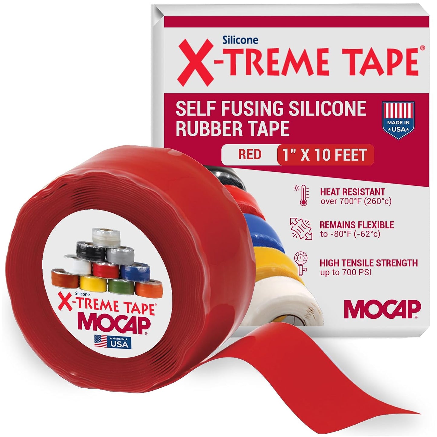 X-Treme Tape Self Fusing Silicone Tape - 1" x 10 Ft Roll - White | Heavy Duty Rubber Electrical Tape, Waterproof, For Automotive, Hose, Pipe, Outdoor & Emergency Repairs, Insulating, Flexible