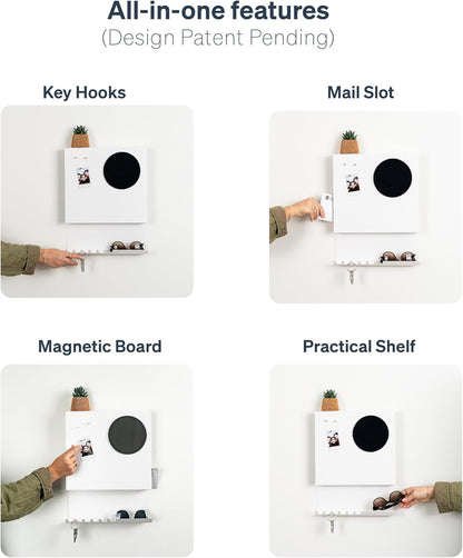 Key Holder Wall Mount and Mail Organizer - Hide Your Mail with a Modern and Minimal Look (Black)