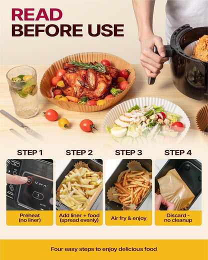 Katbite Air Fryer Liners, 8.6 x 5.5 Inch for Dual Basket Fryers, 220 Count | Disposable oil-proof parchment liners for dual basket air fryers; Compatible with Foodi DZ201, DZ401 and FG551 models.