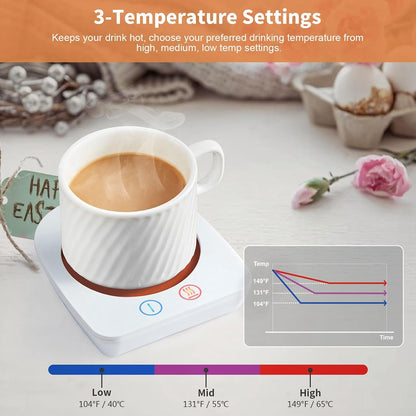 VOBAGA Coffee Mug Warmer, 4 Hours Auto Shut Off Cup Warmer for Office Home Desk with 3 Temperature Settings, Electric Beverage Warmer for Cocoa,Tea, Milk, Soup, for Coffee Gifts, Sky Blue (No Cup)