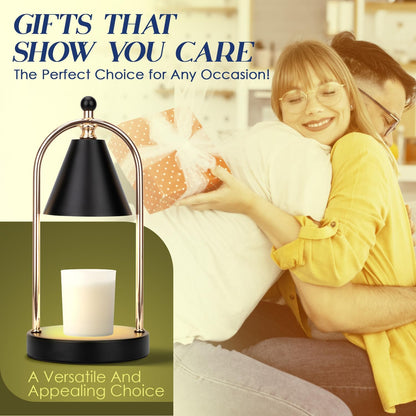 Candle Warmer Lamp with Timer, Electric Black Candle Warming Light for Bedroom, Dimmable Wax Melts Warmer for Home Decor Beside Lamp Gifts for Women (2 Bulbs Included)