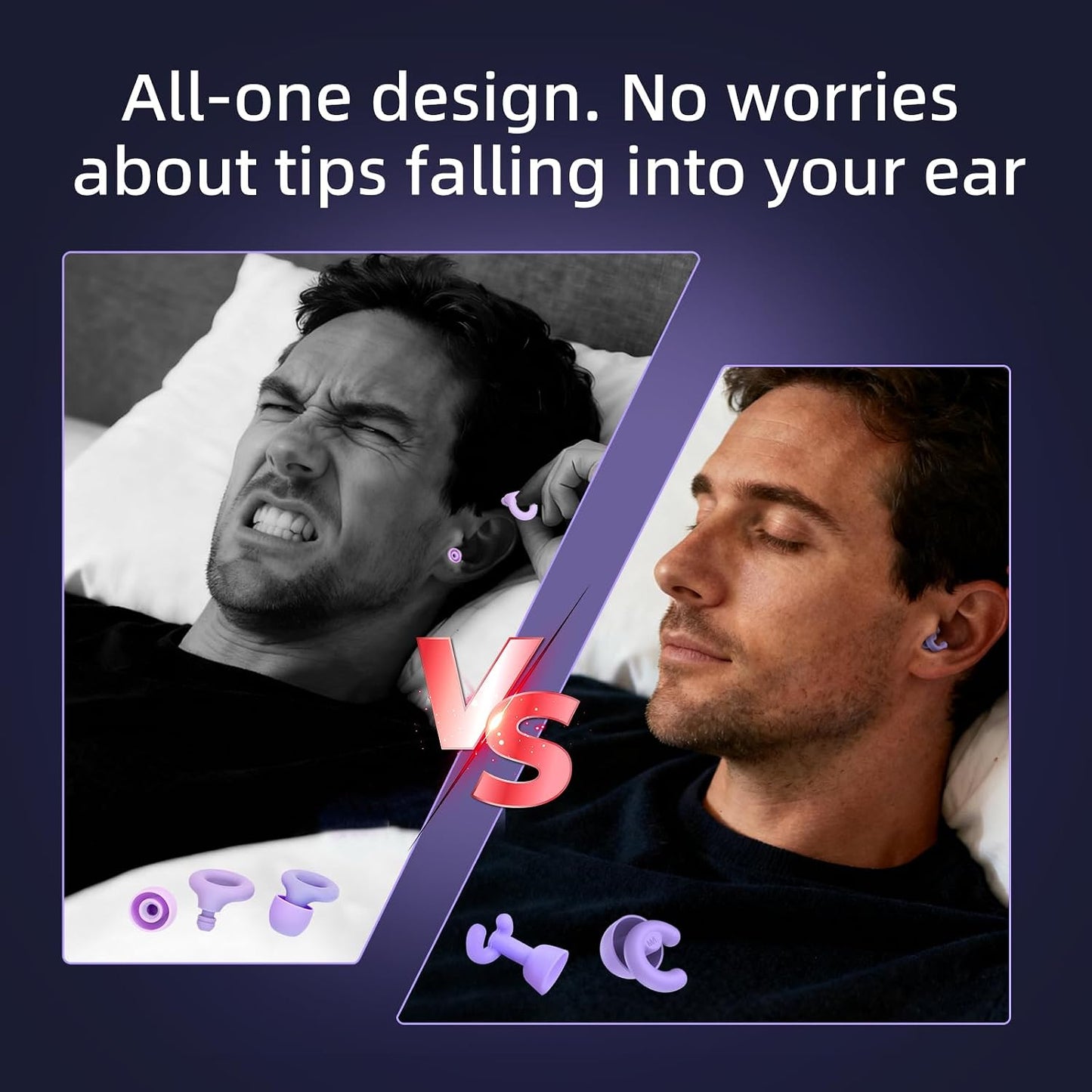 Noise Cancelling Ear Plugs Sleep 50dB NRR Side Sleep Small Ear | ultra soft silicone, reusable one-piece design, 4 sizes included, portable case