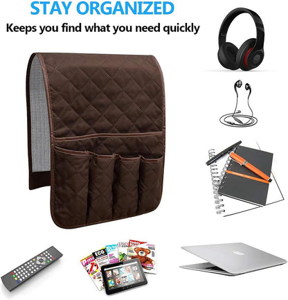 Armchair Caddy for Recliner, Non Slip Sofa Arm Organizer, Sage Green | 5-Pocket Recliner Armrest Organizer, Couch Side Storage Holder for Remotes, Cell Phone, Magazines & Tablets, Machine Washable
