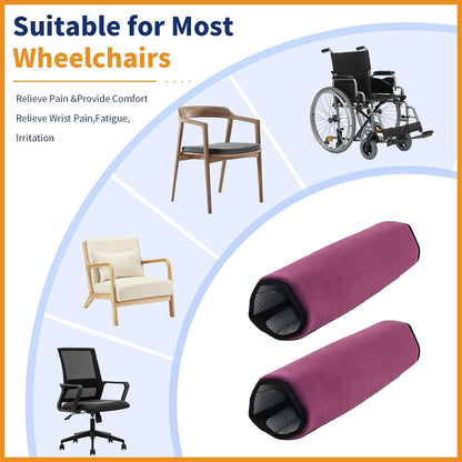 Wheelchair Armrest Covers (Pair)-Memory Foam Wheelchair armrest Pads Wicking Washable Non Slip Arm Rest Cover Cushion Pad for wheelchairs Office Chairs armchairs (Blue-Gray)