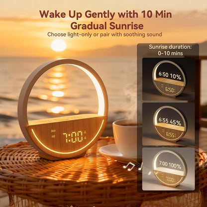 Vivilumens Alarm Clock with Sound Machine & Sunrise Lamp for Heavy Sleepers
