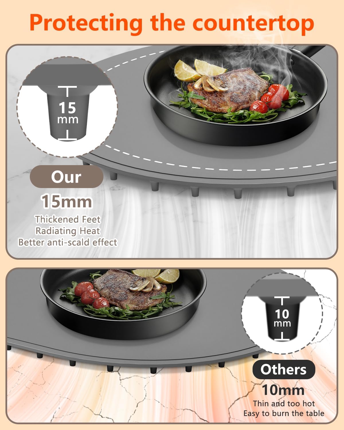 seenlast Warming Mat for Food with Adjustable Temperature Timer,10S Fast Heating Silicone Food Warmers for Parties Buffet and Home Daily,Food Warming Mat with Insulating Pad Raised Feet Protects Table