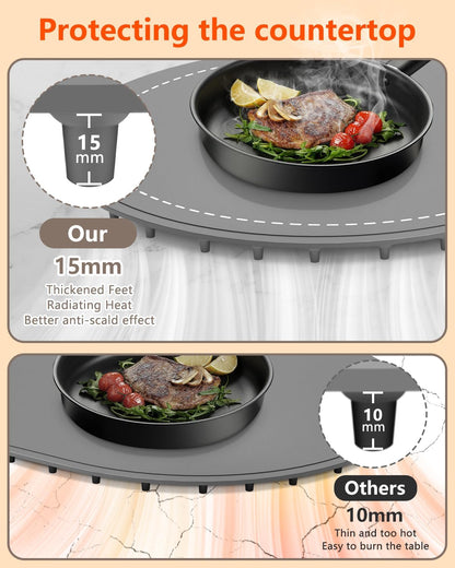 seenlast Warming Mat for Food with Adjustable Temperature Timer,10S Fast Heating Silicone Food Warmers for Parties Buffet and Home Daily,Food Warming Mat with Insulating Pad Raised Feet Protects Table