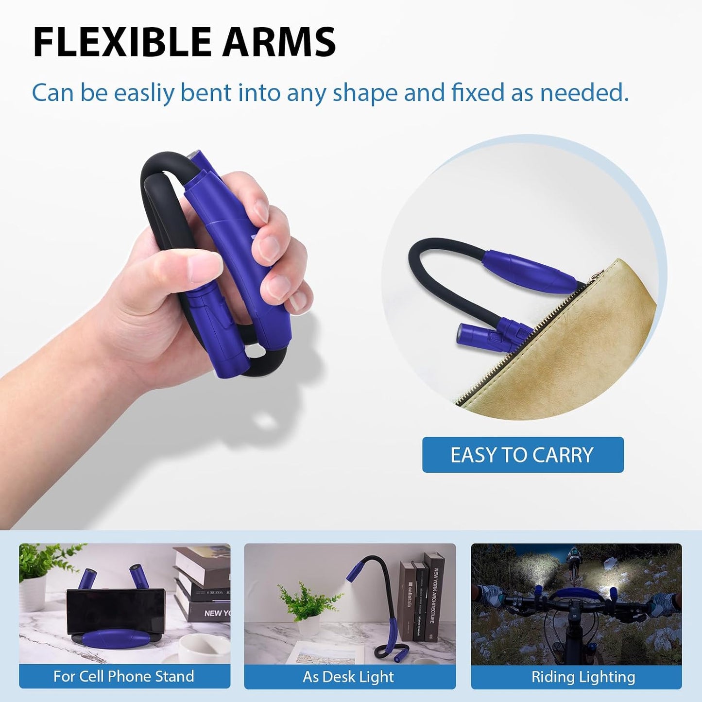 Rechargeable Hands-Free Neck Light with 3 Adjustable Color Modes, Black | Stepless Dimming, Flicker-Free Eye Protection, Flexible & Bendable, Long Battery Runtime, Protable Lightweight
