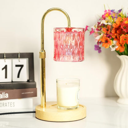 HAIDOLIANG Blue Candle Warmer Lamp with Timer and Dimmer | Height and Brightness Adjustable,Glass Electric Wax Warmer with 2 Bulbs for Women Gifts, Home Decor for Scented Jar Candles