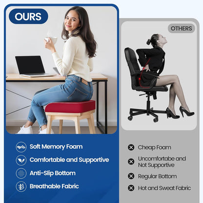 SweetSlubr Memory Foam Seat Cushion, Office Chair Cushion, 3-Inch, Large