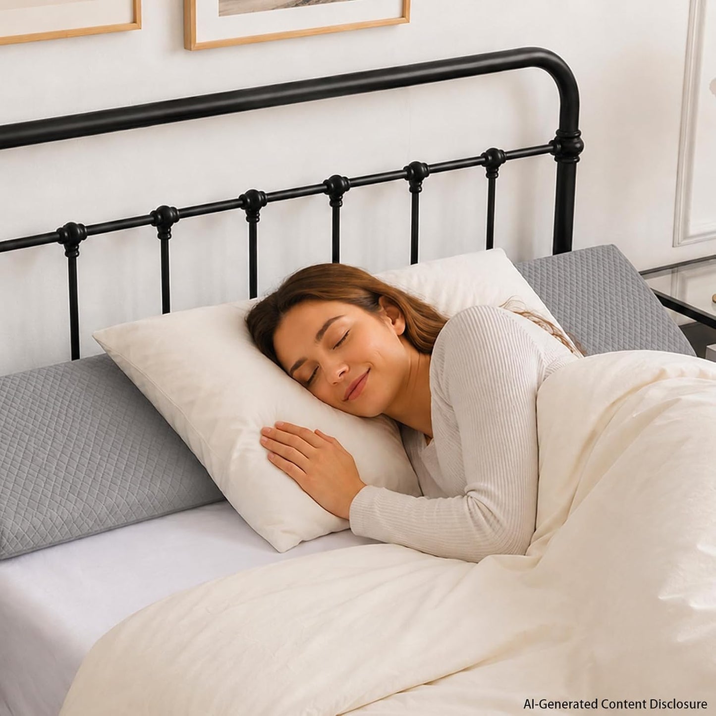 Twin Bed Wedge Pillow for Headboard Gap/Bed Gap Filler Black | Long Triangle Corner Pillows with Pockets,Dense Foam,Pillow Prevents Stuff Drops, Between Twin Mattress and Frames Home Decor
