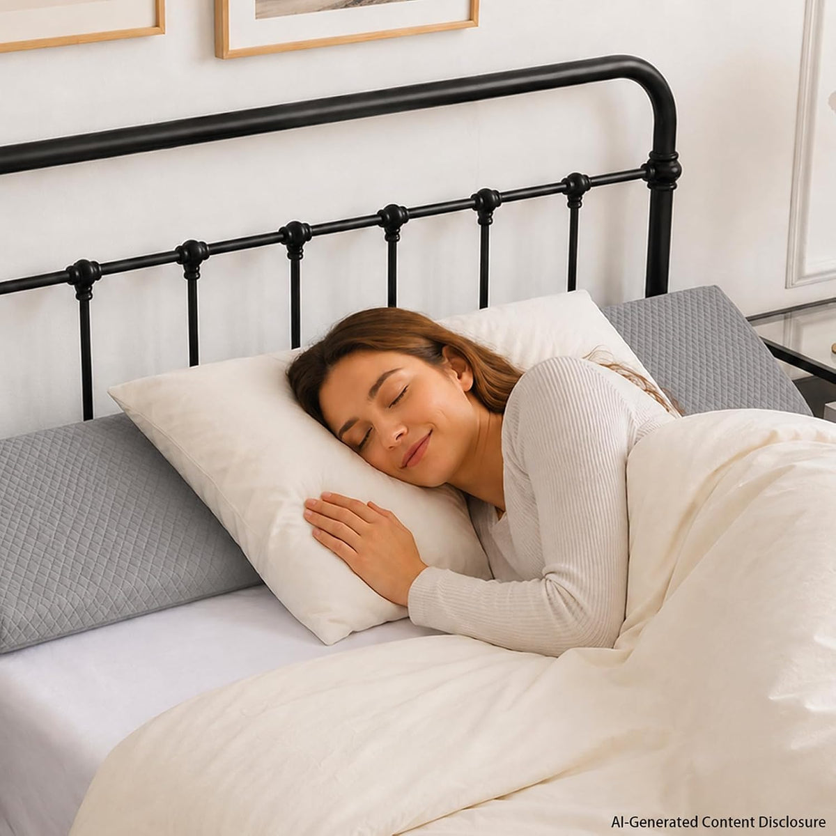Twin Bed Wedge Pillow for Headboard Gap/Bed Gap Filler Black