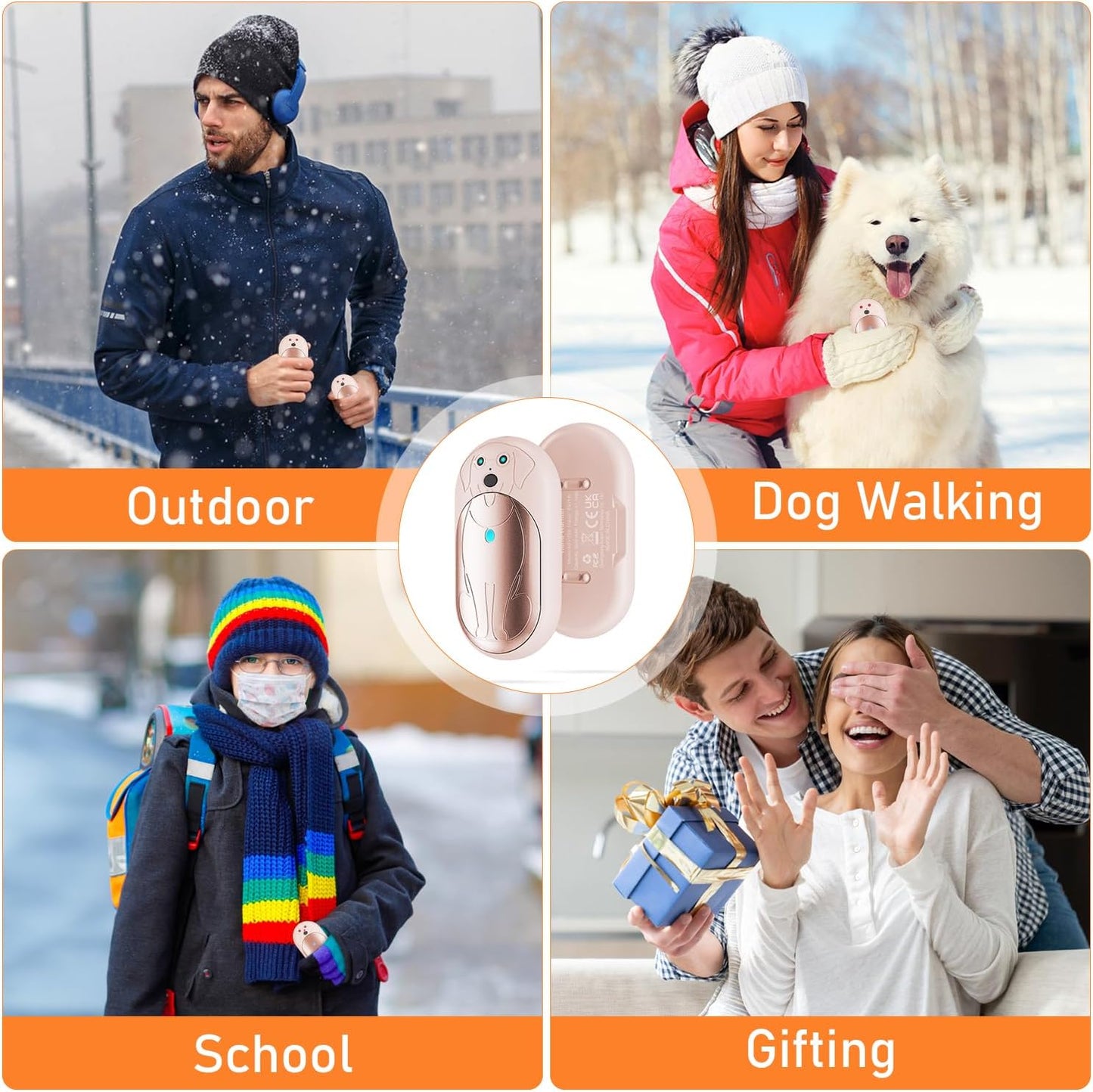 AI Hand Warmers Rechargeable 2 Pack, 6000mAh Electric Pocket Heater with 20H Heating, 3 Levels, Snap-On 2-in-1 Design, Winter Gift for Men & Women, Hiking, Hunting, Outdoor