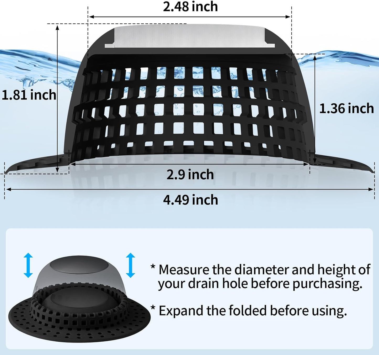 Aluvor Shower Drain Hair Catcher Bathtub Drain Cover Sink Drain Protector | Bathroom Sink & Bathtub Drain Strainer for Pop-Up & Regular Drains, Silver Grey