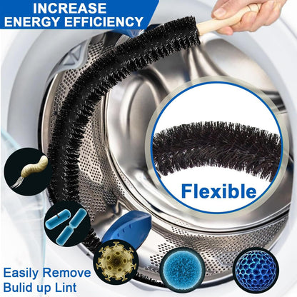 Dryer Vent Cleaner Brush, Flexible Vacuum Dryer Lint Refrigerator Coil Cleaning Brush Lint Trap Cleaning Removal Tool for Trap and Duct, Wood Handle