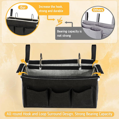 Lilithye Bedside Caddy, Bedside Storage Bag Hanging Organizer for Bunk Bed