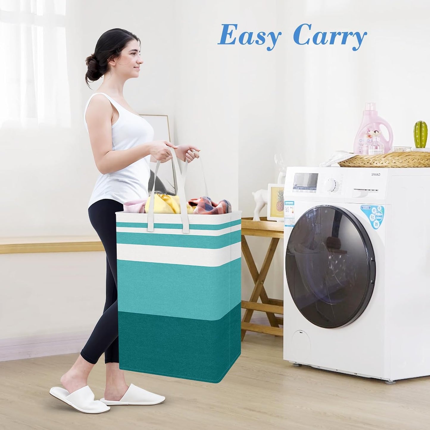 BlissTotes 3-Pack Laundry Basket, Collapsible Laundry Hamper, Grey, 75L | Laundry Clothes Hamper, Hampers for Bedroom, Freestanding Hamper with Handles, Clothes Laundry Basket