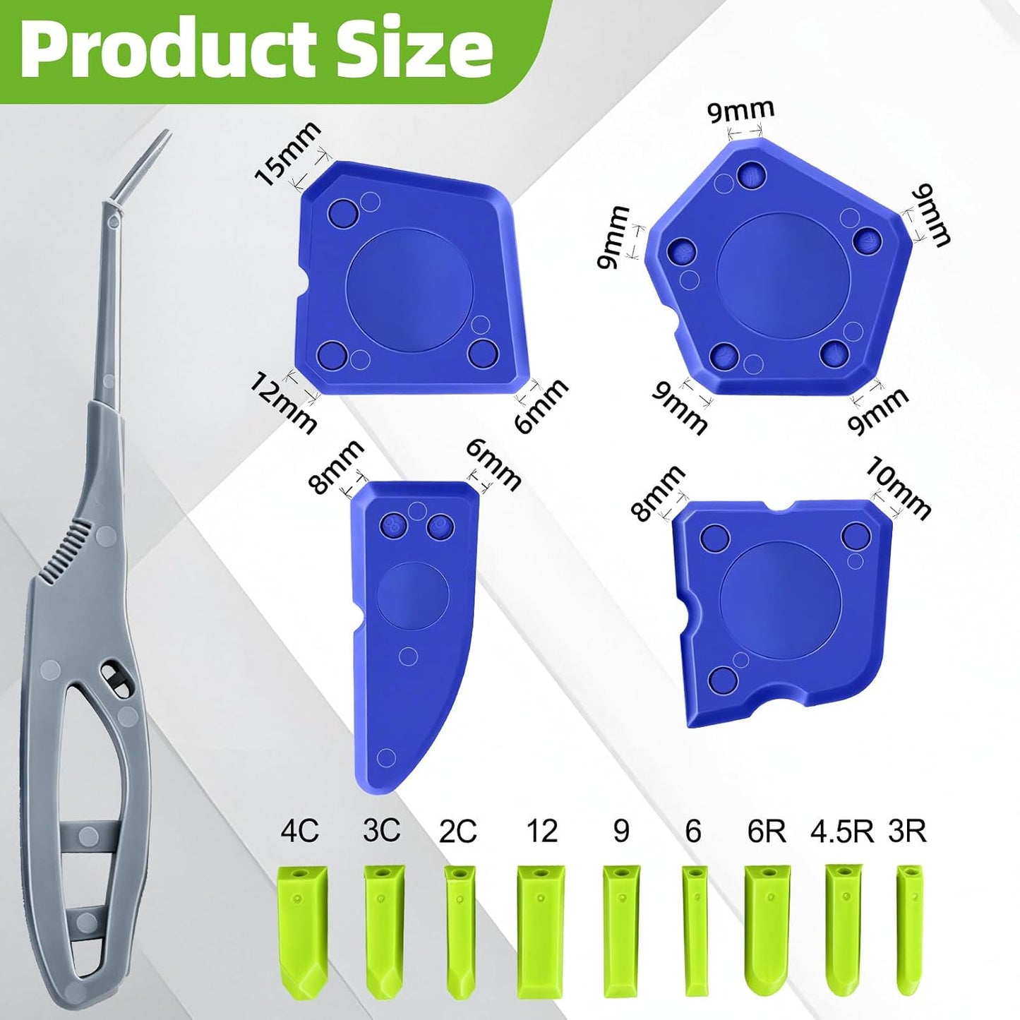 GOOPREEN 16pcs Silicone Caulking Tool Kit, Dual-End Caulk Remover Tool | Caulk Finishing Tool with 9 Replaceable Heads, 4 Caulk Smoothing Tools for Kitchen Window Sink Tub Toilet Bathroom Sealing