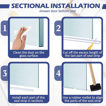 Frienda 2 Pcs Shower Door Bottom Seal 3/8" x 36'' Clear PVC Glass Door Sweep Shower Frameless Seal Strip for Replacement Stopping Leaks and Creating Water Barrier