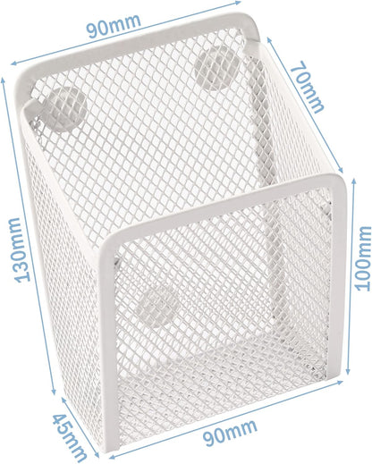 Magnetic Pencil Holder,Mesh Stainless Steel Pen Basket, Metal Writing Utensil Storage Organizer for Whiteboard,Blackboard,Kitchen, Locker, Home, or Office | Metal Writing Utensil Storage Organizer for Whiteboard,Blackboard,Kitchen, Locker, Home, or Office