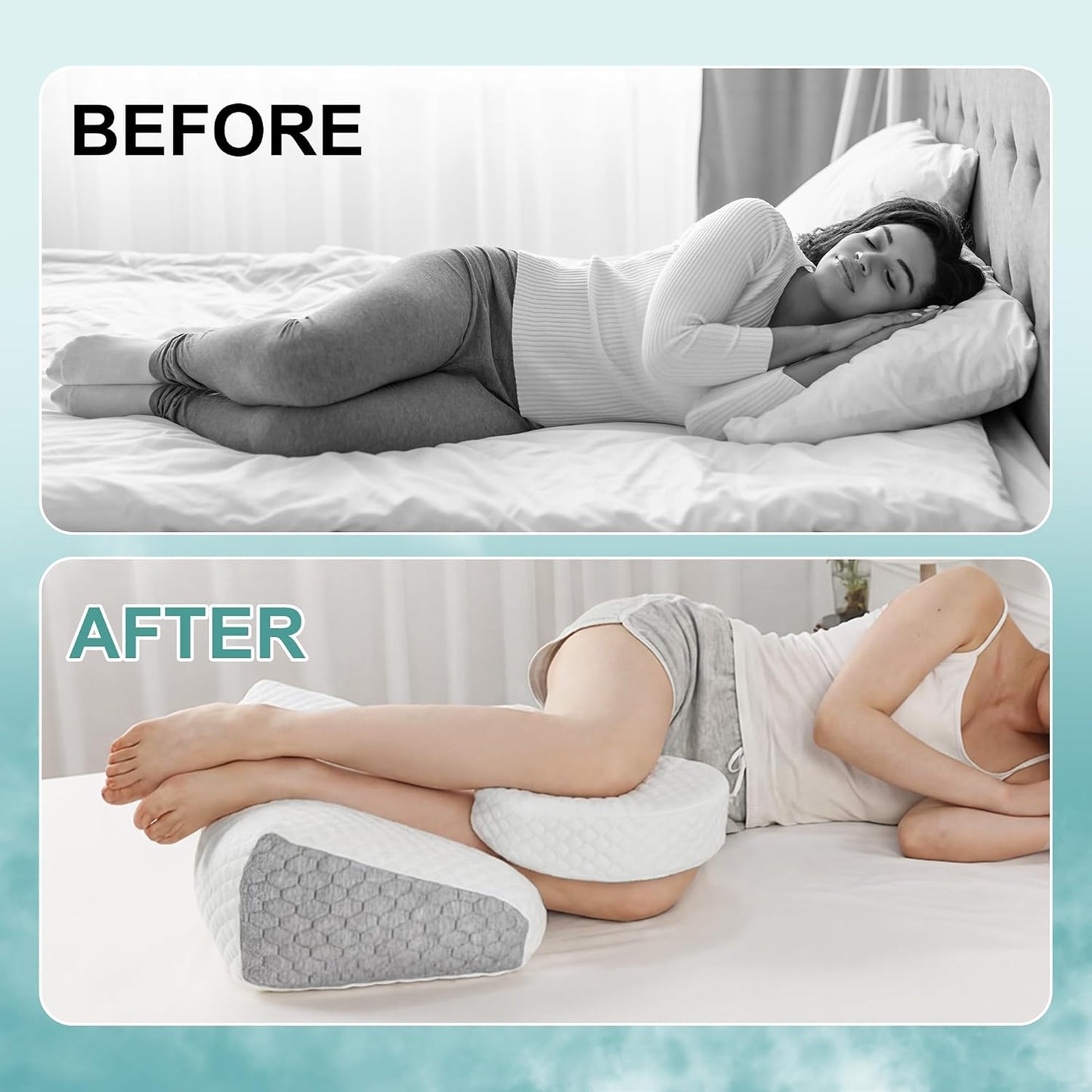 ROYALAY Adjustable Pillow for Sciatica Relief Sleeping, Memory Foam Leg Pillow for Hip Pain While Sleeping, Sciatica Pain Relief Devices for Back Knees