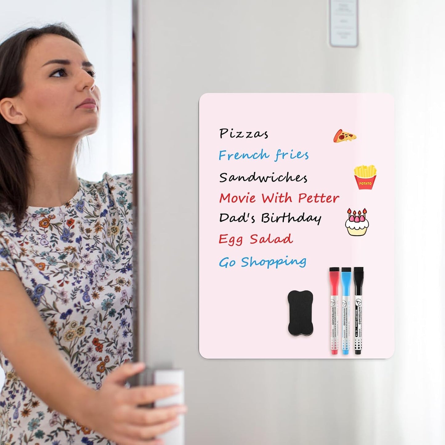 MaxGear Magnetic Dry Erase Board for Fridge, 12 x 8 Inch, Markers Included | Strong Magnetic Backing, Stain Resistant Surface, Easy to Write and Erase, Ideal For To-do Lists, Includes 3 Markers 1 Erase