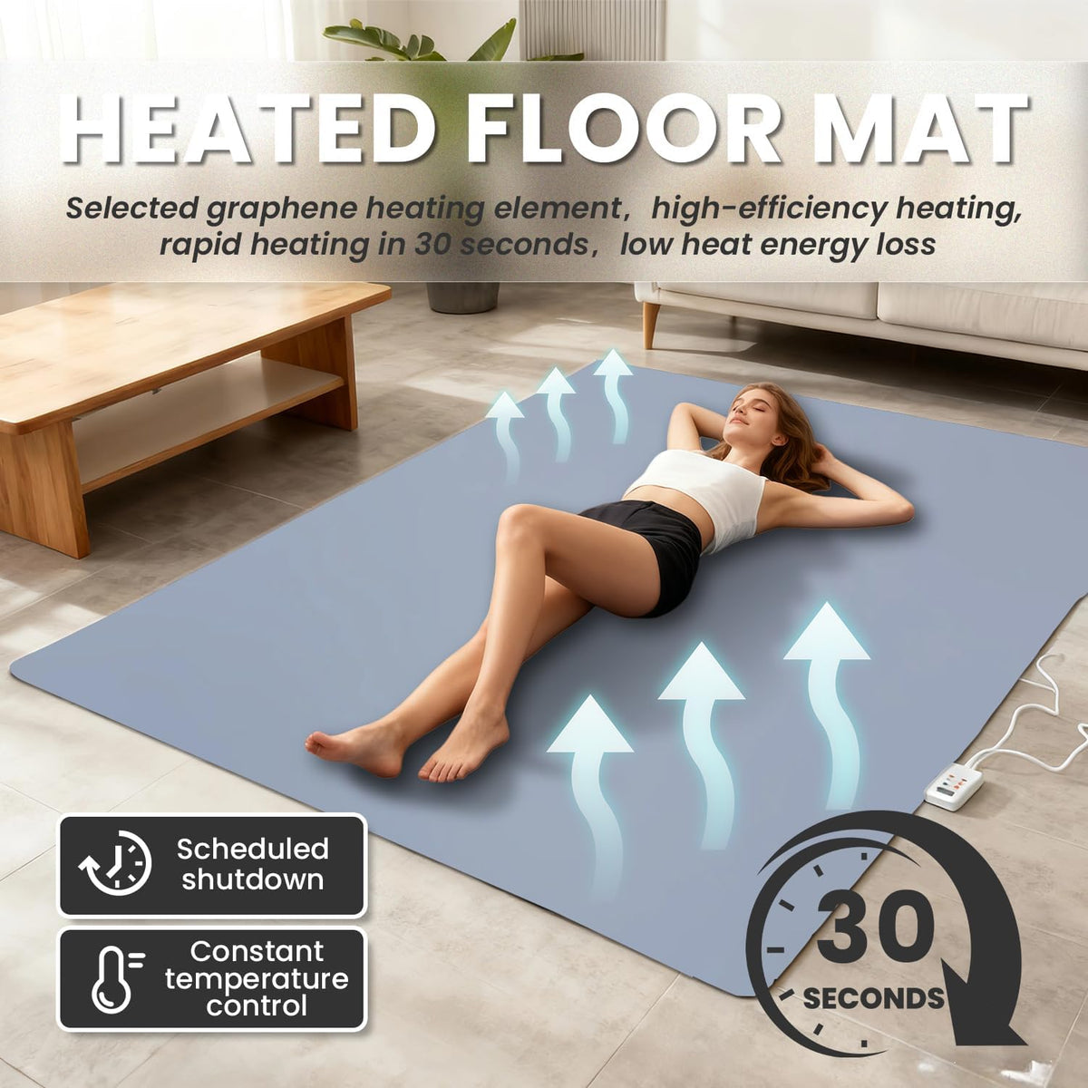 Heated Floor Mats Under Desk, 55" x 79" Heated Foot Warmer