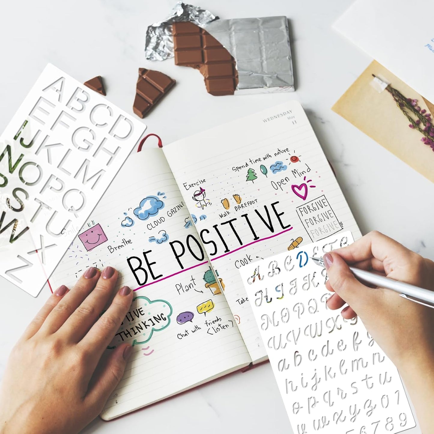 16 Pieces Journal Stencils for Dotted Journals Supplies, Happy Planner Stencils for Journaling DIY Drawing Templates Accessories Kit for Notebook Cards Scrapbook (16 Journal)
