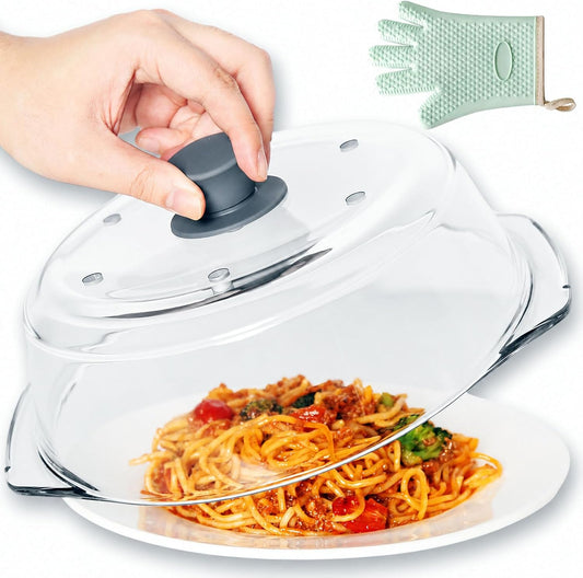 Lopeztek Glass Microwave Splatter Cover for Food, Non-Plastic