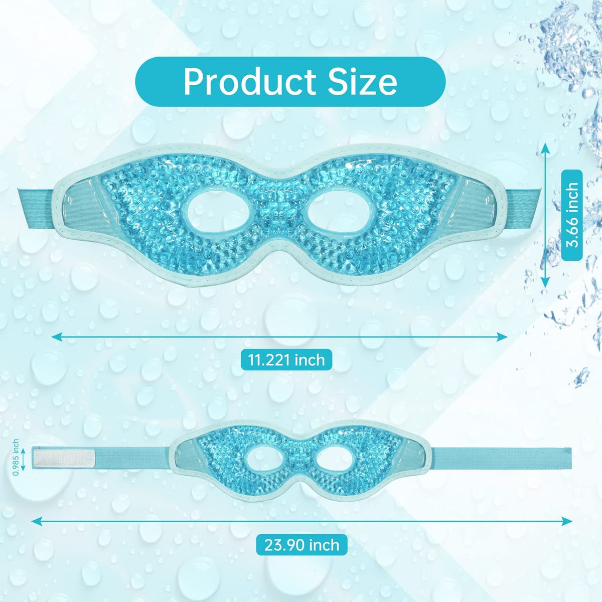 Gel Eye Mask, 2PCS Reusable Cooling Eye Mask with Eye Holes, Soft Plush Backing Cold Compress Eye Mask Adjustable Hot Cold Therapy Gel Bead Eye Mask for Puffy Eyes Dark Circles Migraines Stress Relief