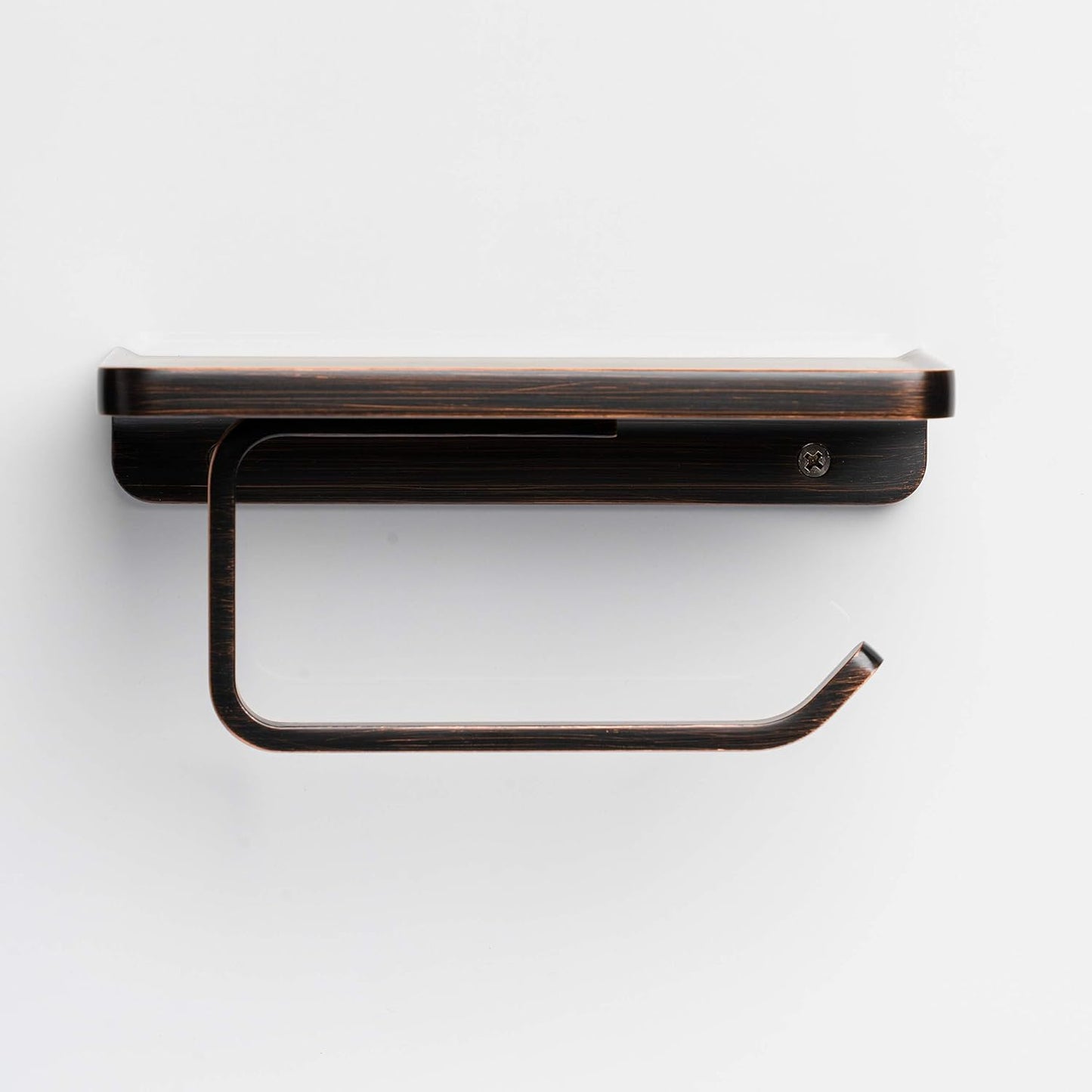 Linkaa Bronze Toilet Paper Holder with Shelf Oil Rubbed Bronze,Wall Mount | Toilet Tissue Roll Holder Dispenser with Phone Shelf Storage holder for Bathroom Kitchen丨Heavy Duty Zinc Alloy Material