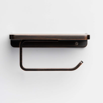Linkaa Bronze Toilet Paper Holder with Shelf Oil Rubbed Bronze,Wall Mount | Toilet Tissue Roll Holder Dispenser with Phone Shelf Storage holder for Bathroom Kitchen丨Heavy Duty Zinc Alloy Material