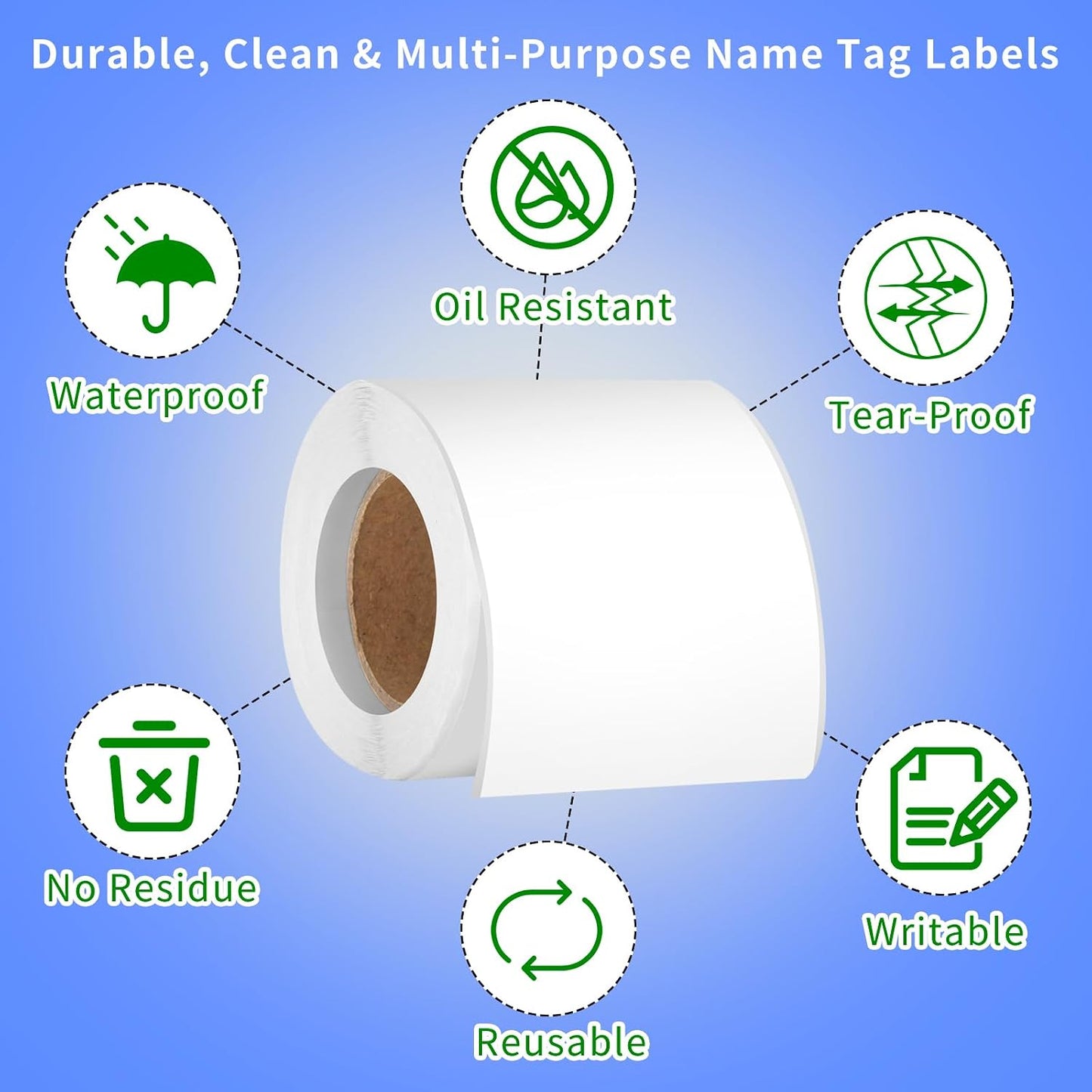 250pcs 3.5 x 2.25 Inch Blank Name Tag Stickers Removable Freezer Labels | Easy Peel Off, Tear Resistant, No Residue, Write On Moving Labels for Classroom Storage Bins Jars Food Containers Box