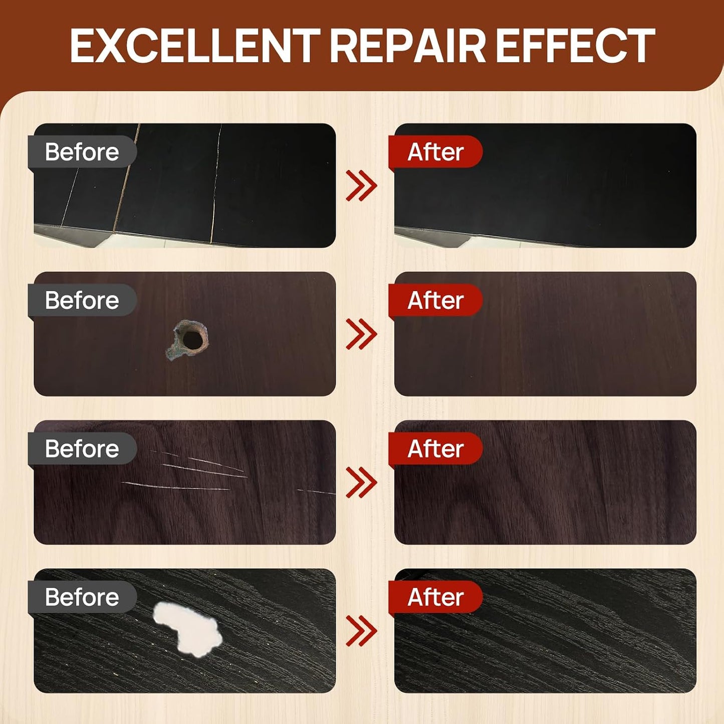 Boncart Wood Furniture Repair Kit, Wood Touch up Fillers | Repair Scratches, Cracks, Paint Chips, and Nail Holes on Furniture, Floors, Doors, Cabinets, and Tables (10 Colors)