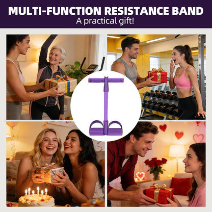 Resistance Bands with Handles 6 Tube Multifunction Tension Rope, Sit-Up Exercise Equipment with Foot Pedals and Handles，Pedal Resistance Band for Abdomen, Waist, Arm, Leg