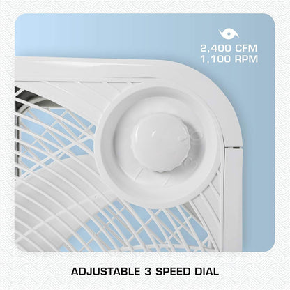 Hurricane Classic Floor Box Fan with 3 Speed Settings, Black - 20in