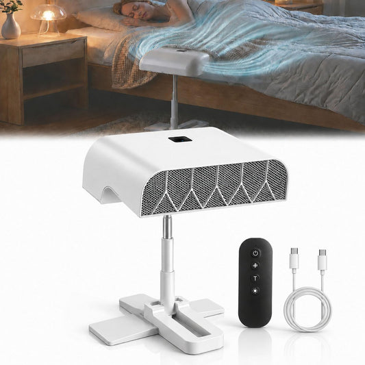 Bed Fan Under Sheets, 5-Speed Cooling System Adjustable 11-24 Inches | ABS housing, touch controls and brushless motor provide 12+ hour runtime for bedrooms, dorms, offices, camping and night use